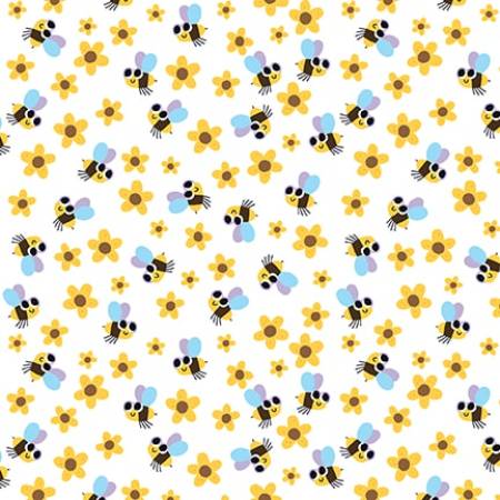 Let it Grow Bees Toss novelty quilting fabric by Mel Matthews for Studio E