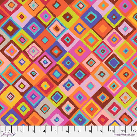 Free Spirit Kaffe Fassett Square Dance Red quilting fabric