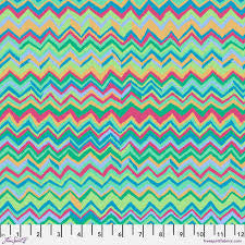 Free Spirit Kaffe Fassett Zig Zag Aqua quilting fabric