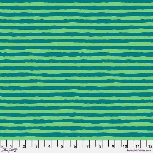 Free Spirit Kaffe Fassett Comb Stripe Teal quilting fabric