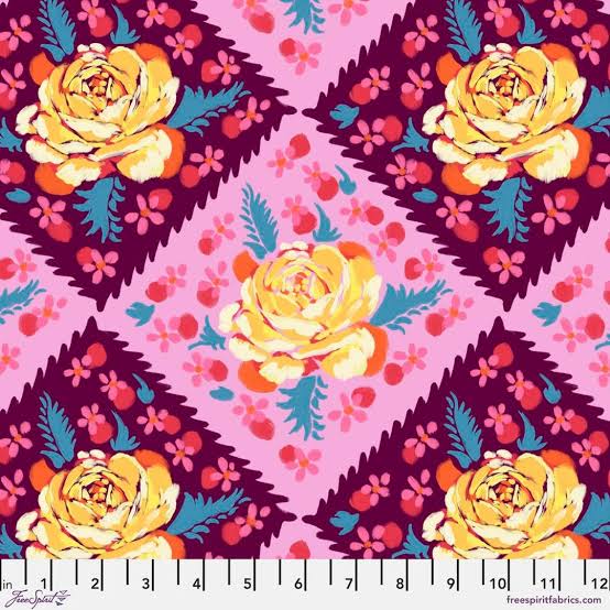 Free Spirit Anna Maria Rose Tile Plum quilting fabric