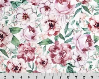 Rosewater Country Floral Digital Cuddle minky fabric by Shannon