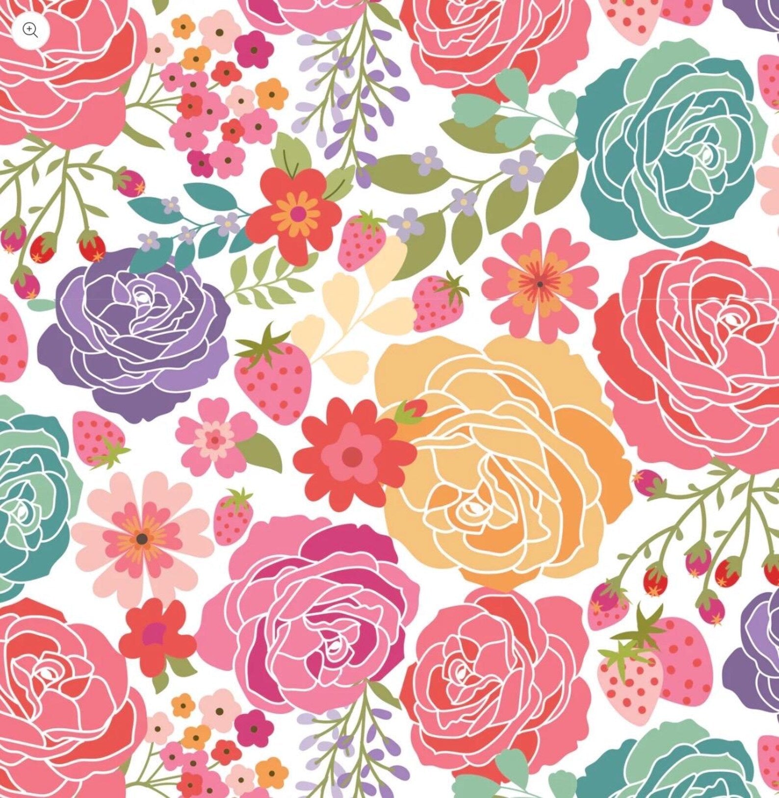 Calico Cowgirls Texas Rose White quilting fabric by Poppie Cotton