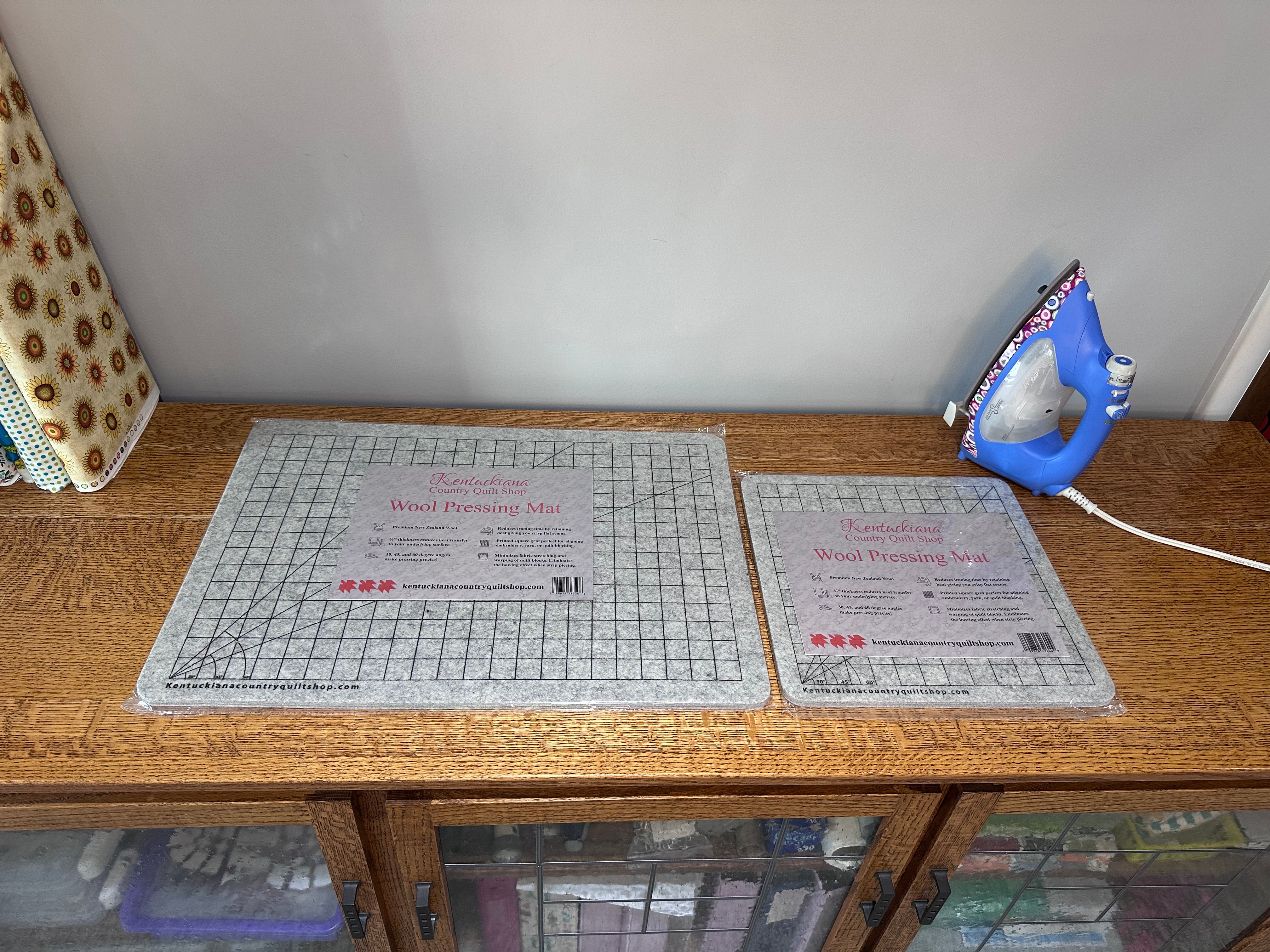 13 1/2" Square New Zealand Wool Pressing Mat - Grid Printed