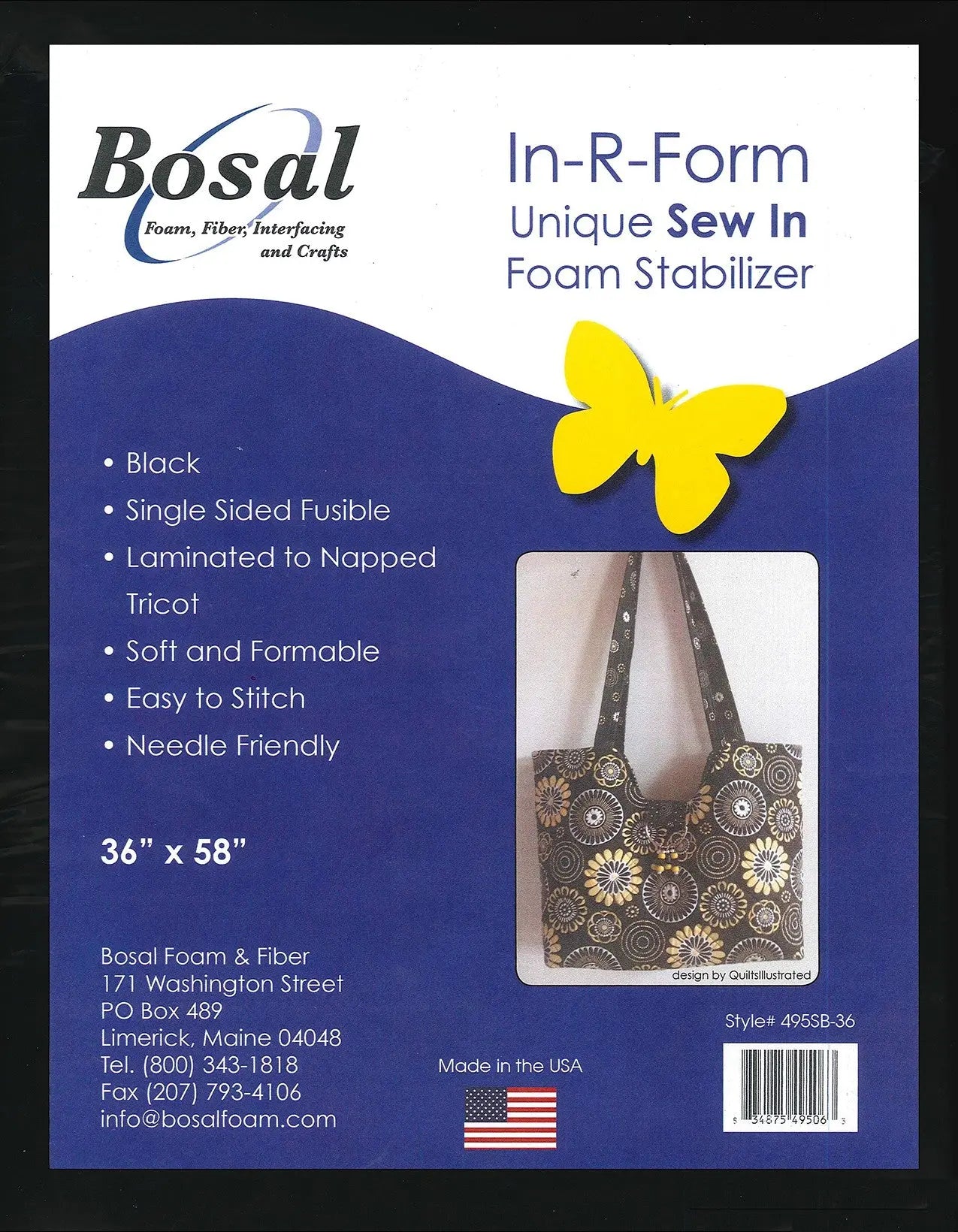In-R-Form Single Sided Fusible Foam Stabilizer Black 58in x 36in - Linda's Electric Quilters
