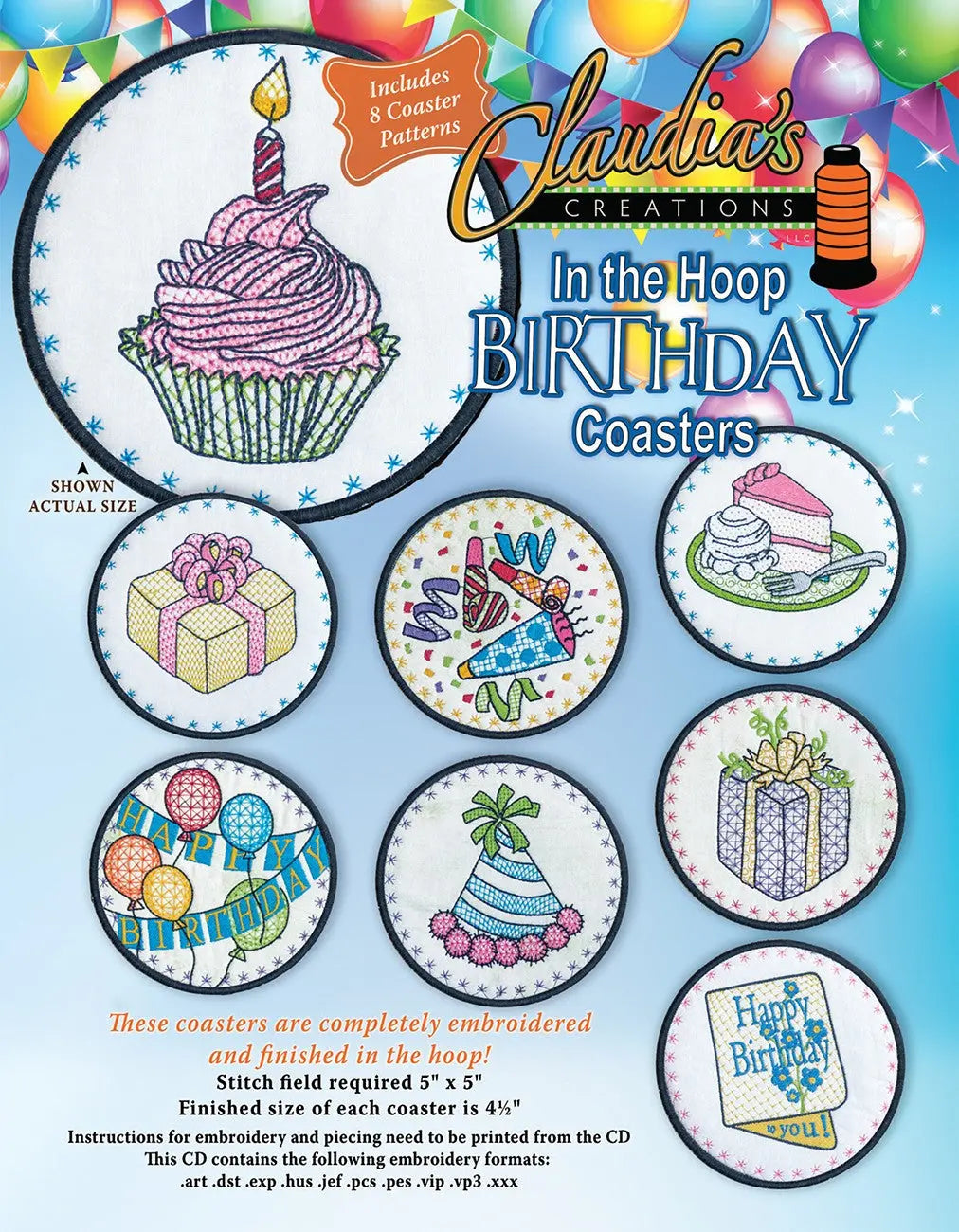 In The Hoop Birthday Coasters - Linda's Electric Quilters