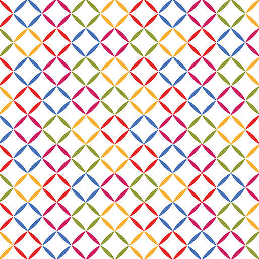 Inspired Blooms - Chalk Lattice - White 44" / 45" Fabric Per Yard