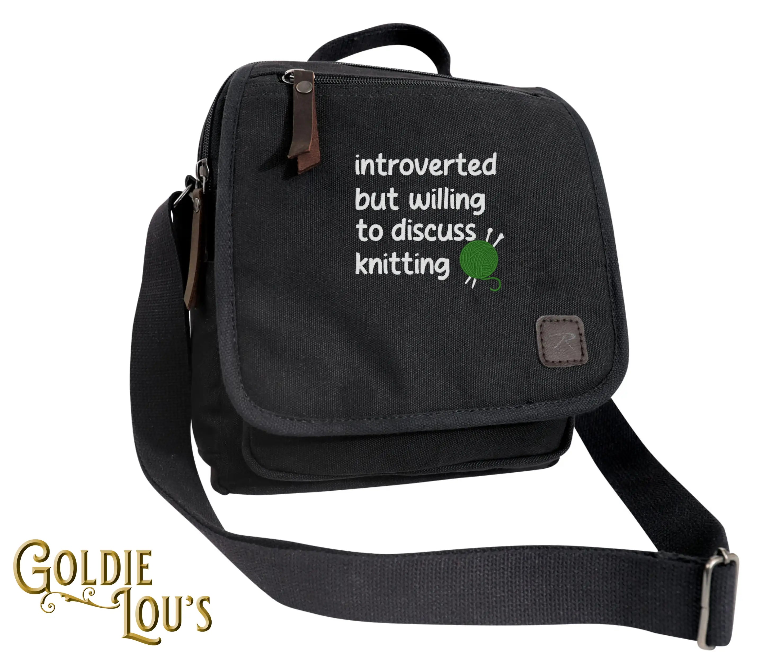 Introverted Knitter Canvas Shoulder Bag