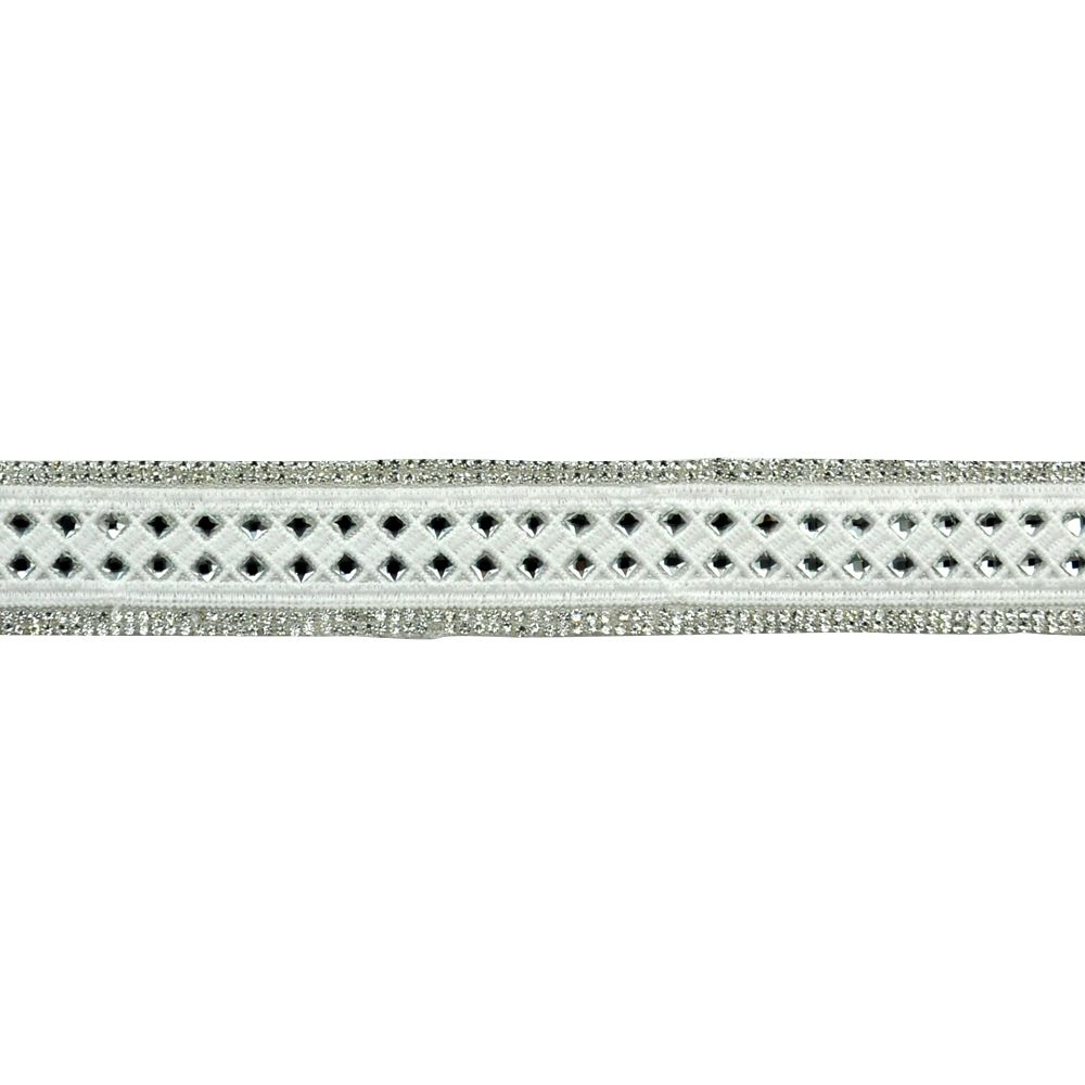 Iron-On Rhinestone Lace Trim- 1 1/2" wide - BR-7553-1