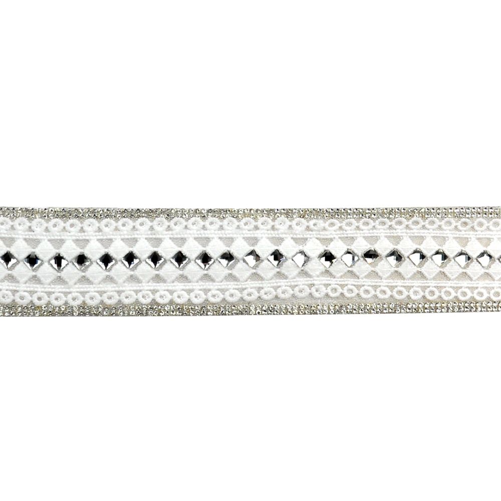 Iron-On Rhinestone Lace Trim- 2" wide - BR-7552-1