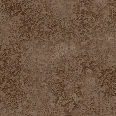 RJR Jinny Beyer brown embossed scroll quilting cotton fabric