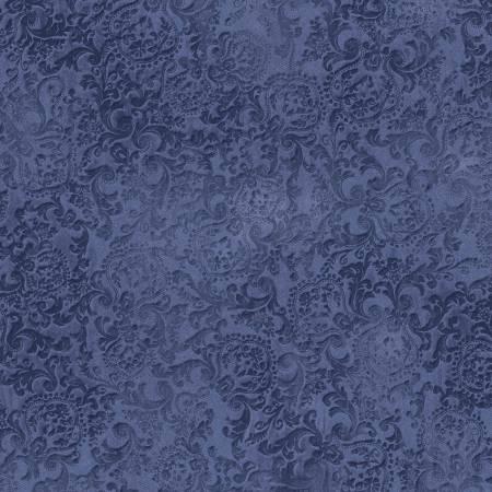 RJR Jinny Beyer denim embossed scroll quilting cotton fabric