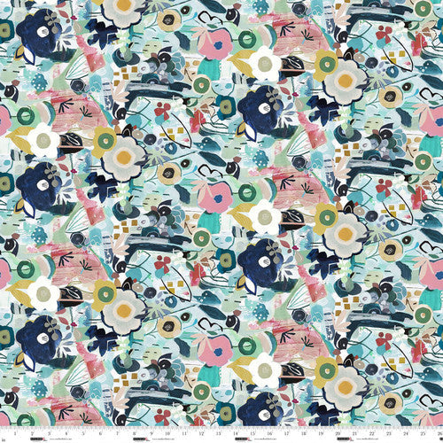 Jade Floral Abstract Cotton 44"/45" Fabric Per Yard