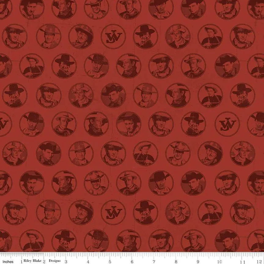 John Wayne American West Circles Red 43"/44" Fabric Per Yard Riley Blake Designs