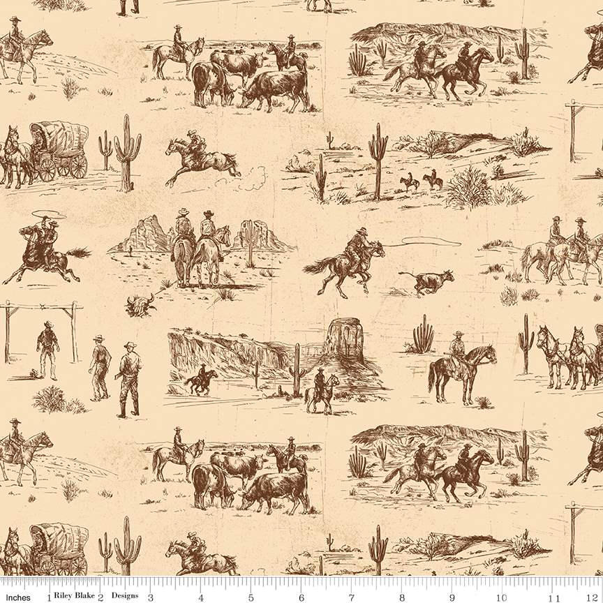 John Wayne American West Main Cream 43"/44" Fabric Per Yard Riley Blake Designs
