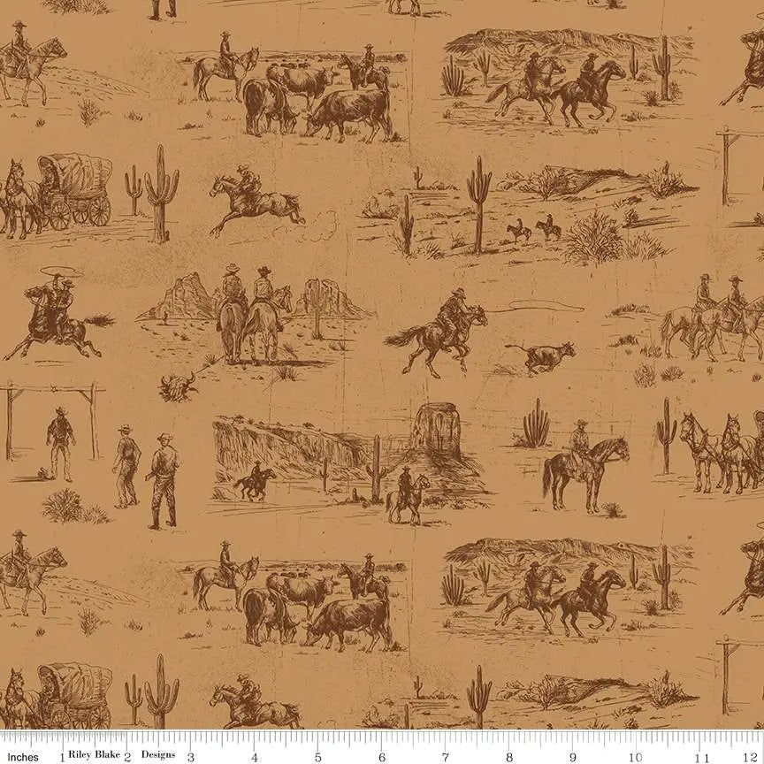 John Wayne American West Main Tan 43"/44" Fabric Per Yard Riley Blake Designs