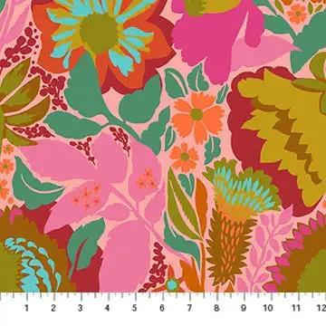 Jumpstart Multi Pink Floral Cotton Wideback Fabric per yard Northcott