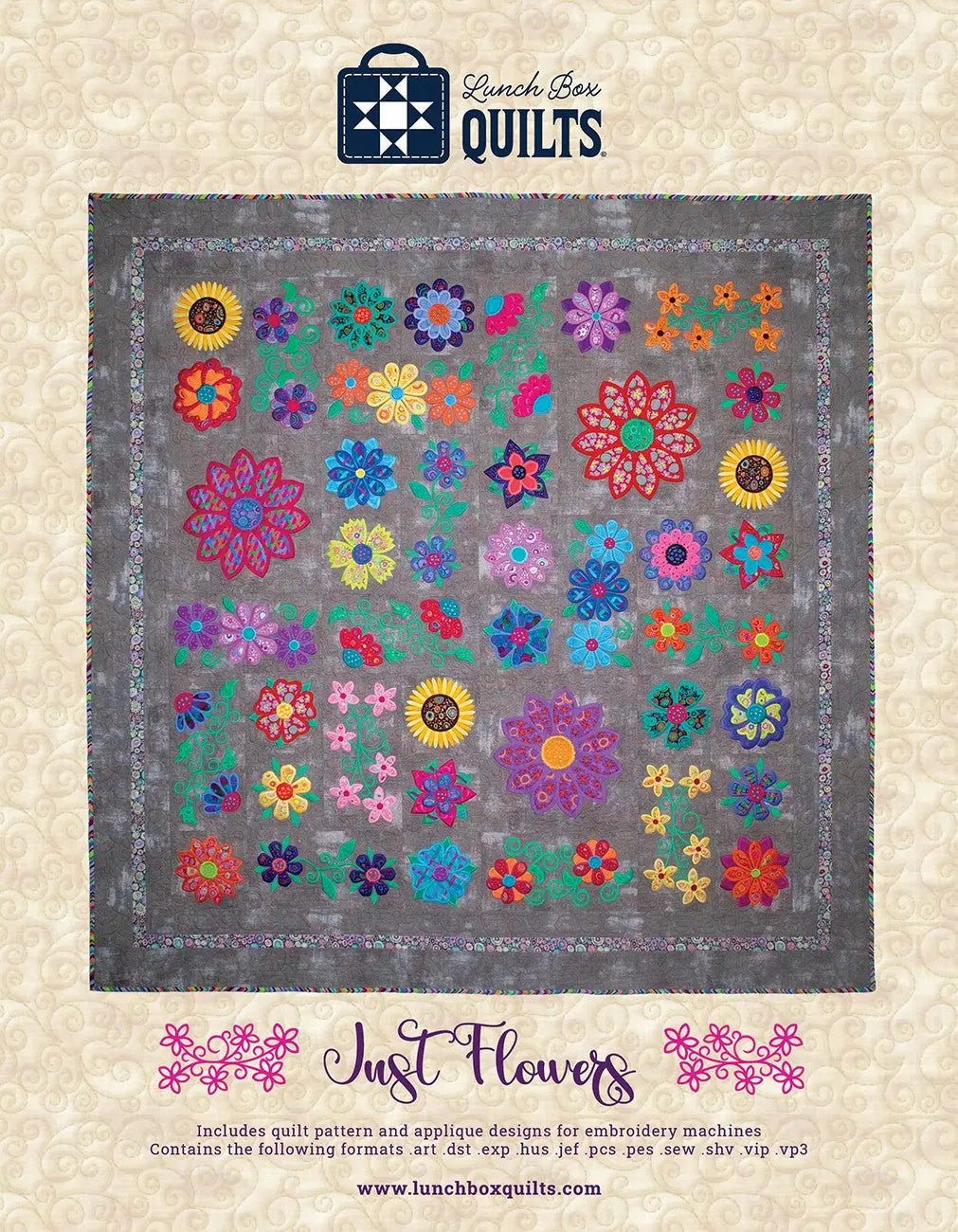Just Flowers Applique Machine Embroidery Pattern with Redemption Code and CD - Linda's Electric Quilters