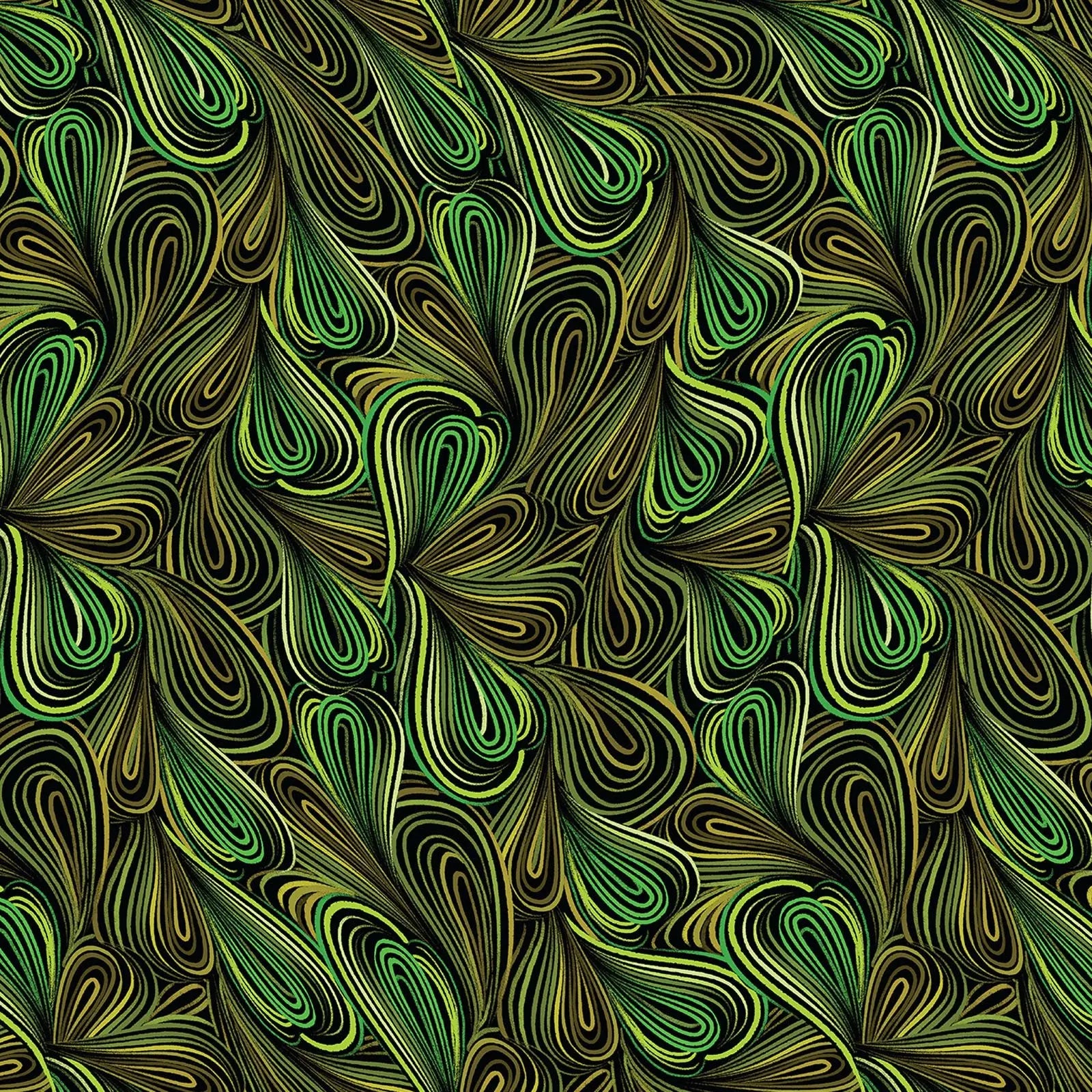 green modern swirl wideback fabric.