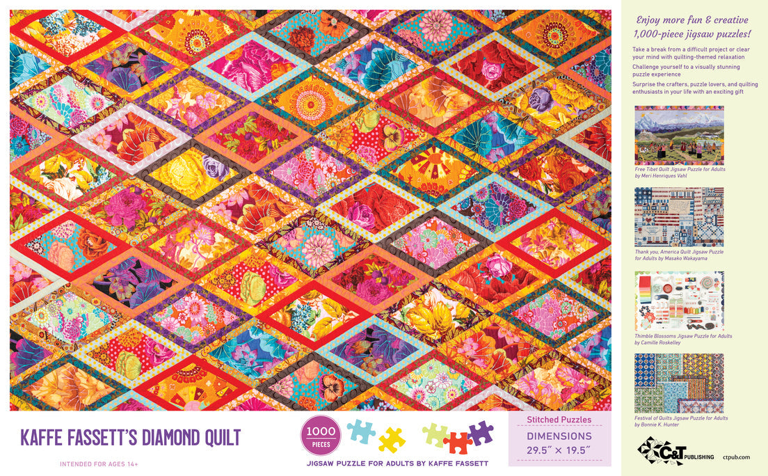 Kaffe Fassett's Diamond Quilt Jigsaw Puzzle for Adults