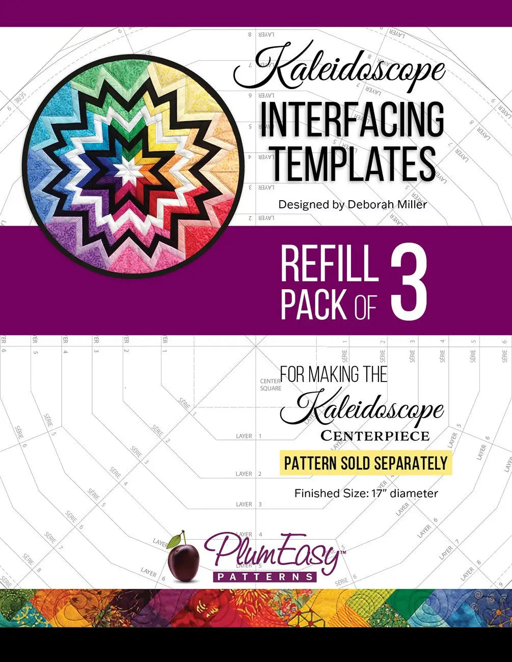 Kaleidoscope Interfacing Template 3-pack - Linda's Electric Quilters