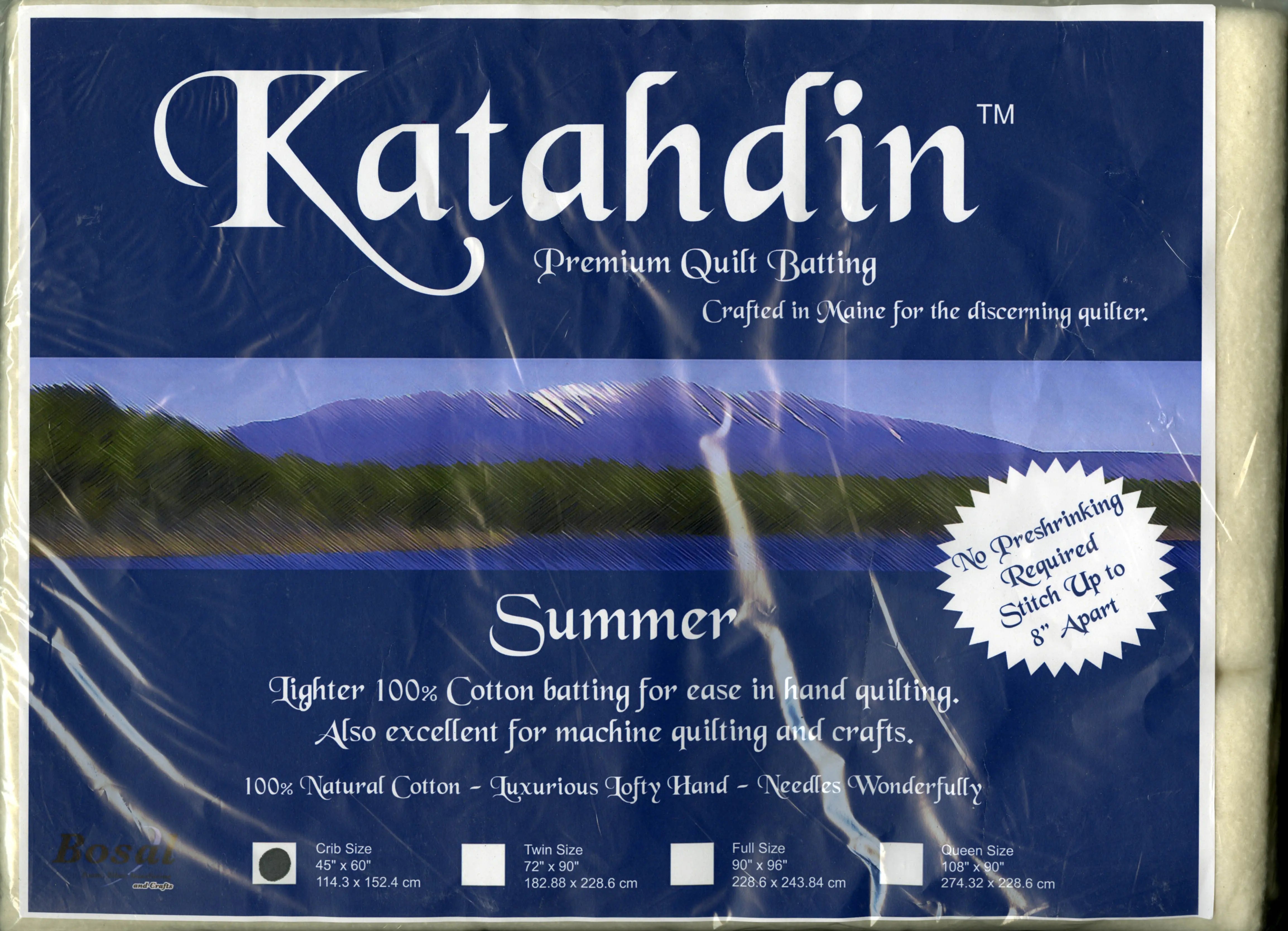 Katahdin Premium 100% Cotton Batting - Summer 3oz - 45in x 60in - Linda's Electric Quilters