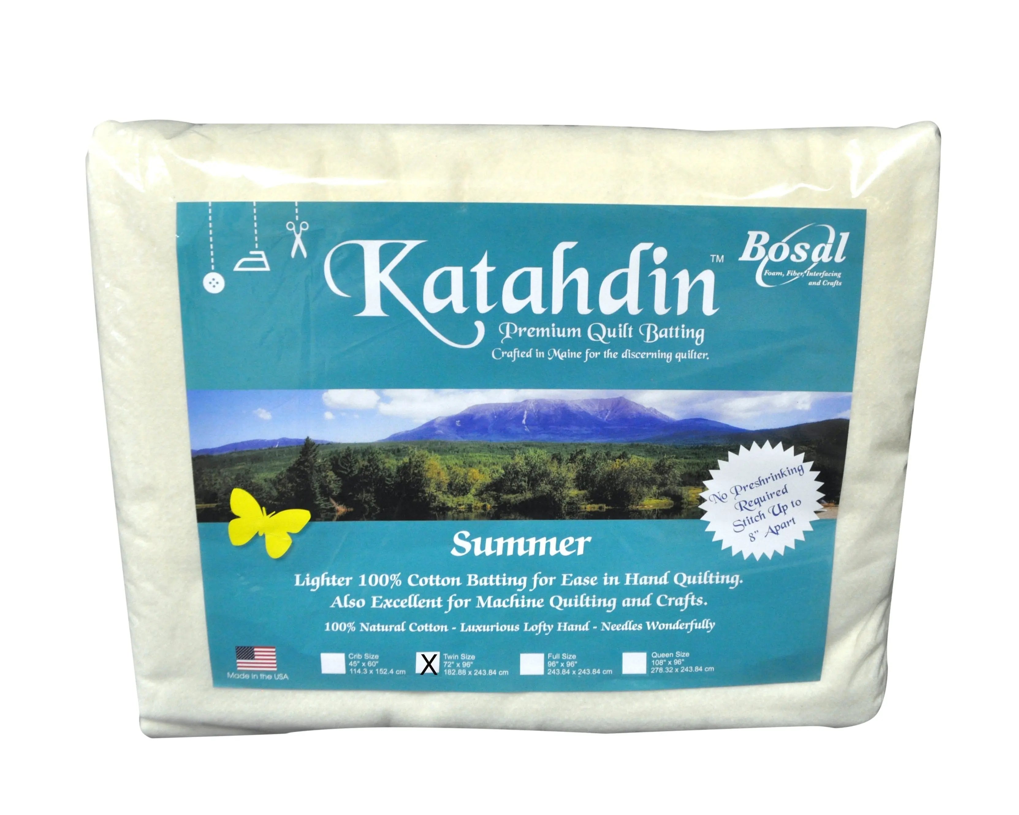 Katahdin Premium 100% Cotton Batting - Summer 3oz - 72in x 90in - Linda's Electric Quilters