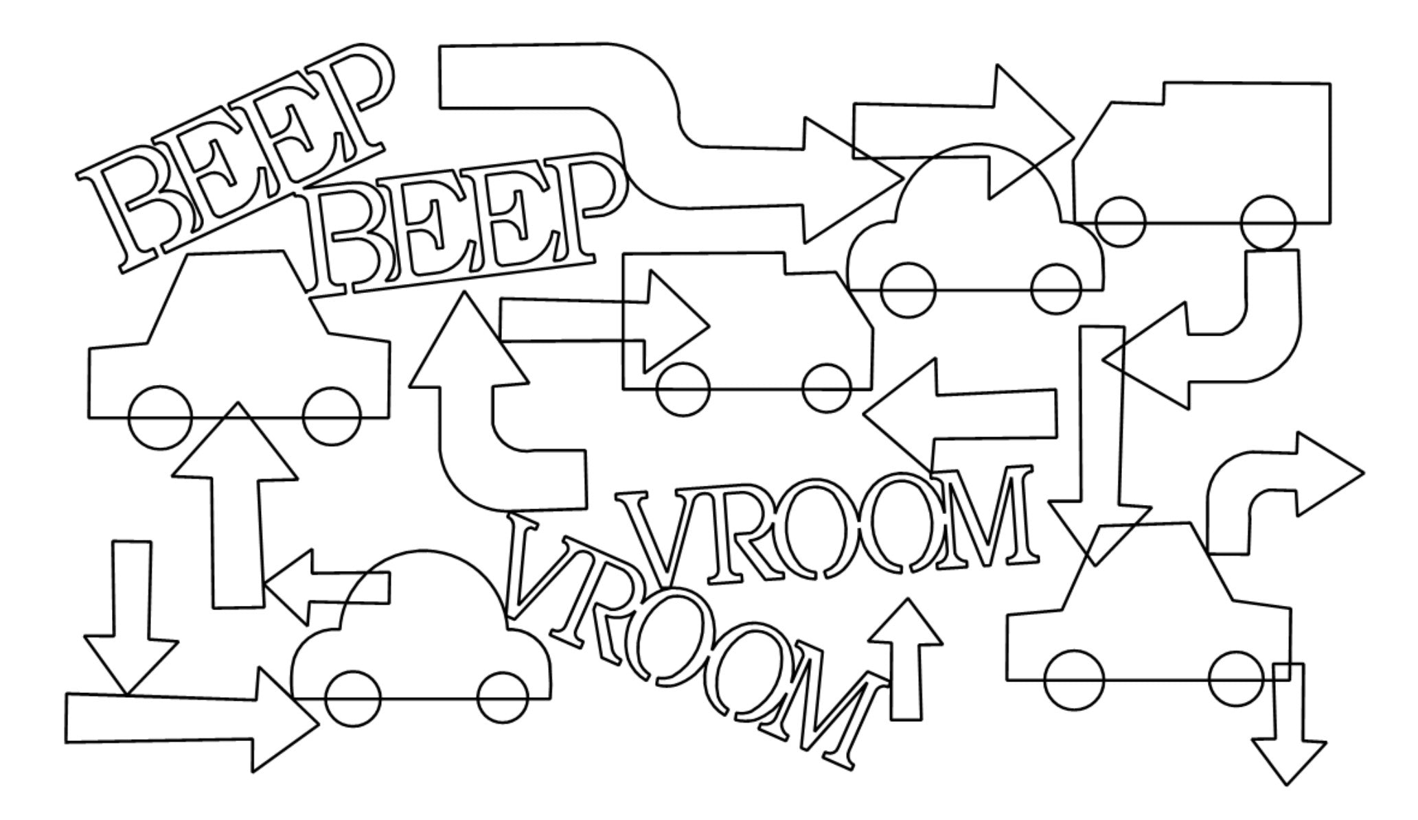 Kiddie Cars E2E Wildflower Quilting Digital Pantograph Close Up