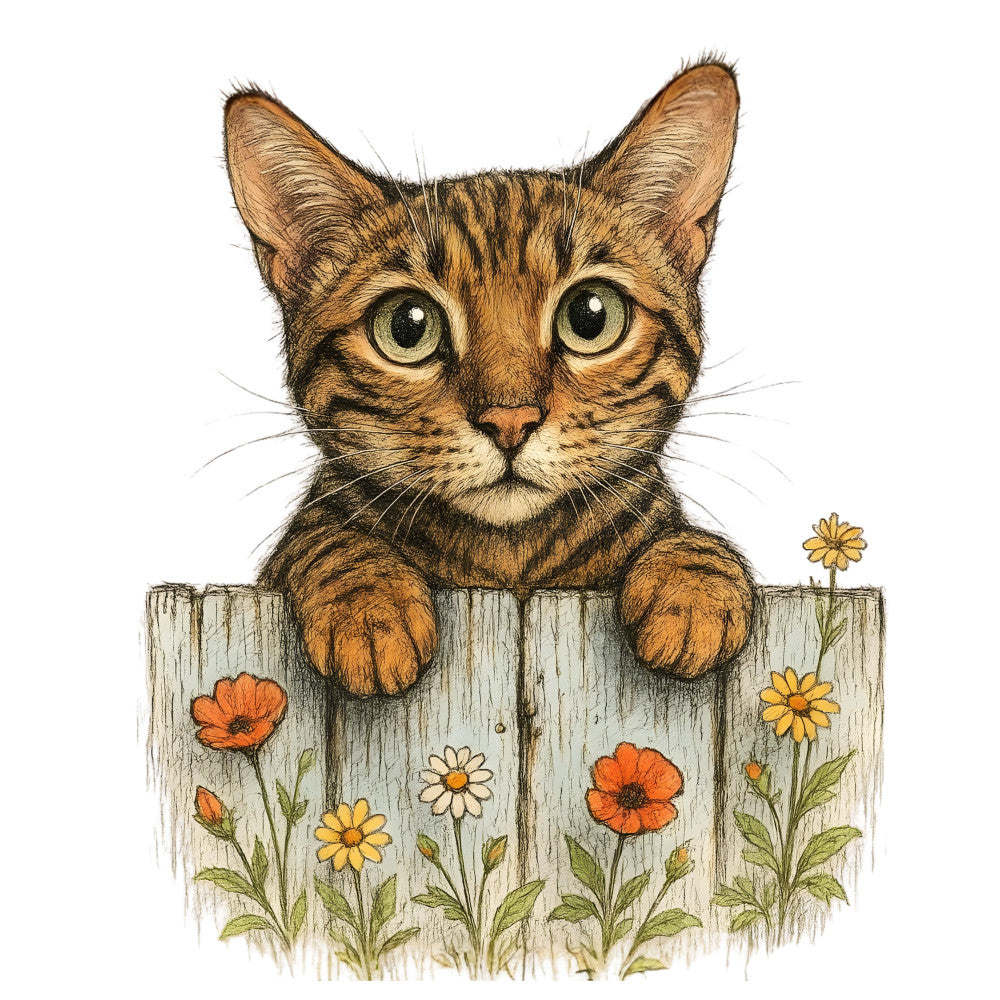 Kittens Peeking Over Fence Fabric Panel 11
