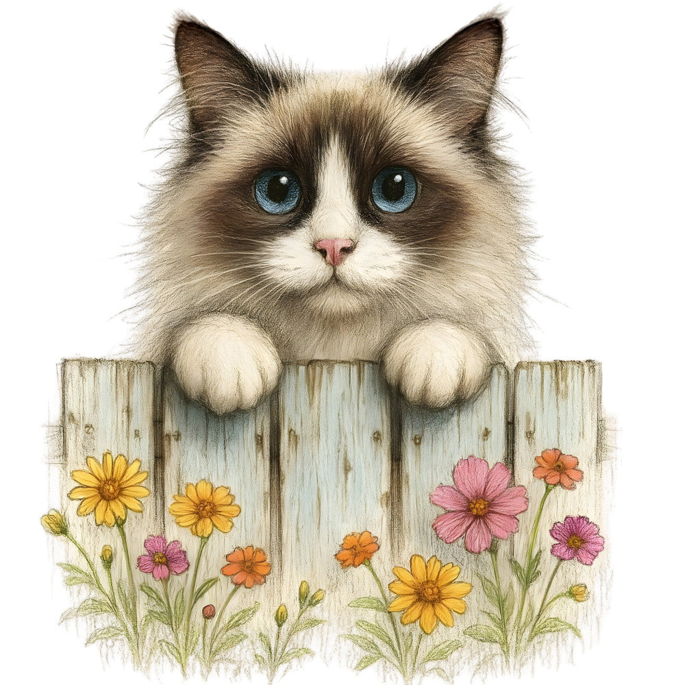 Kittens Peeking Over Fence Fabric Panel 12