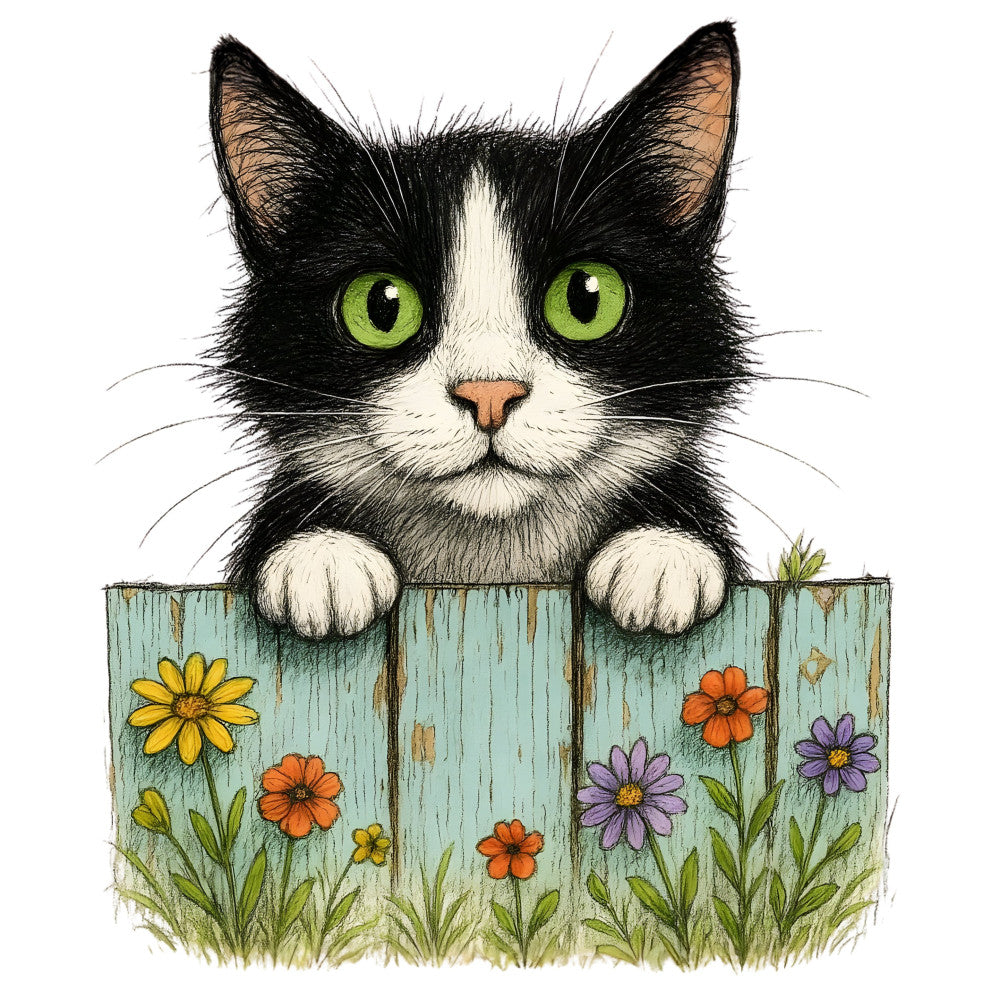 Kittens Peeking Over Fence Fabric Panel 15