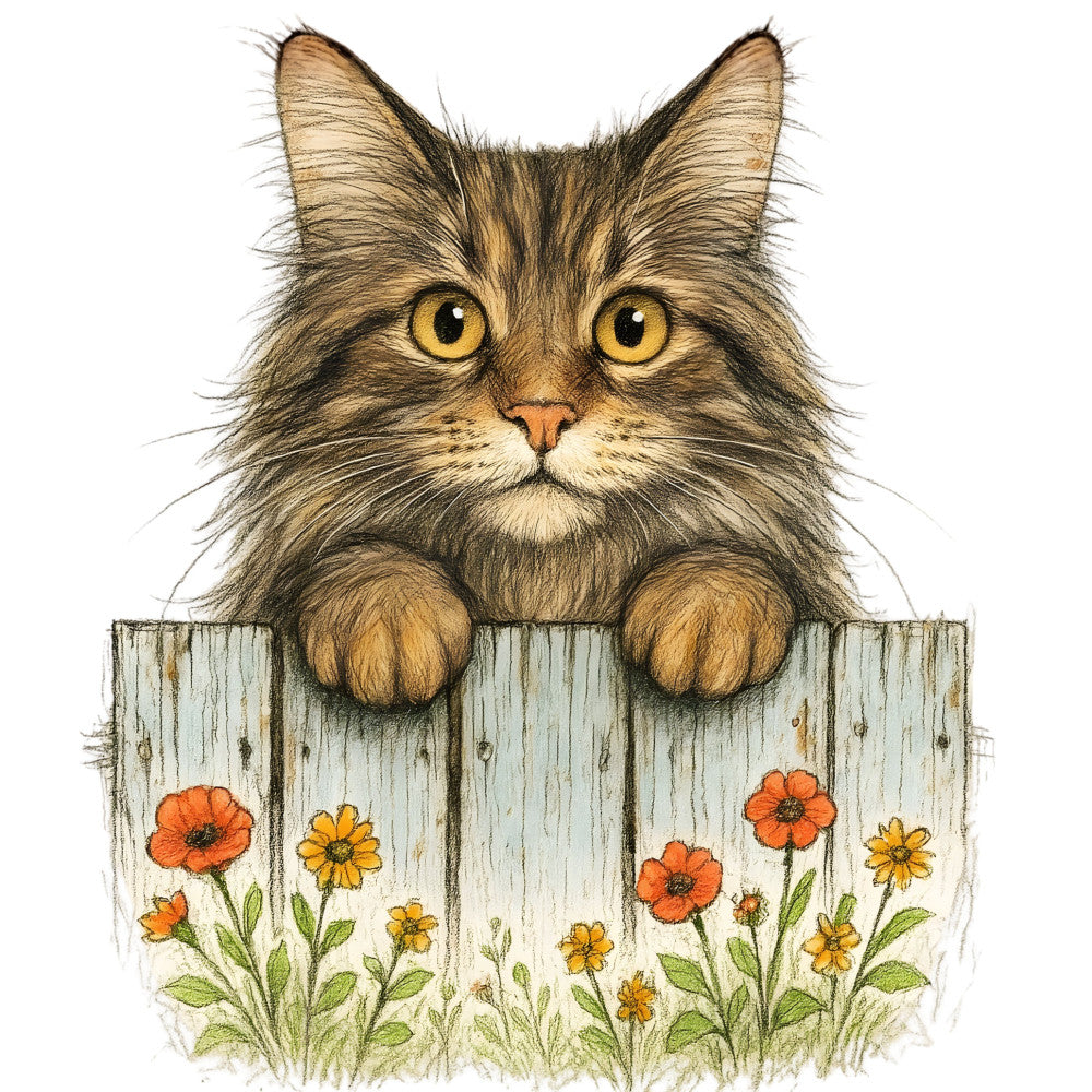 Kittens Peeking Over Fence Fabric Panel 3