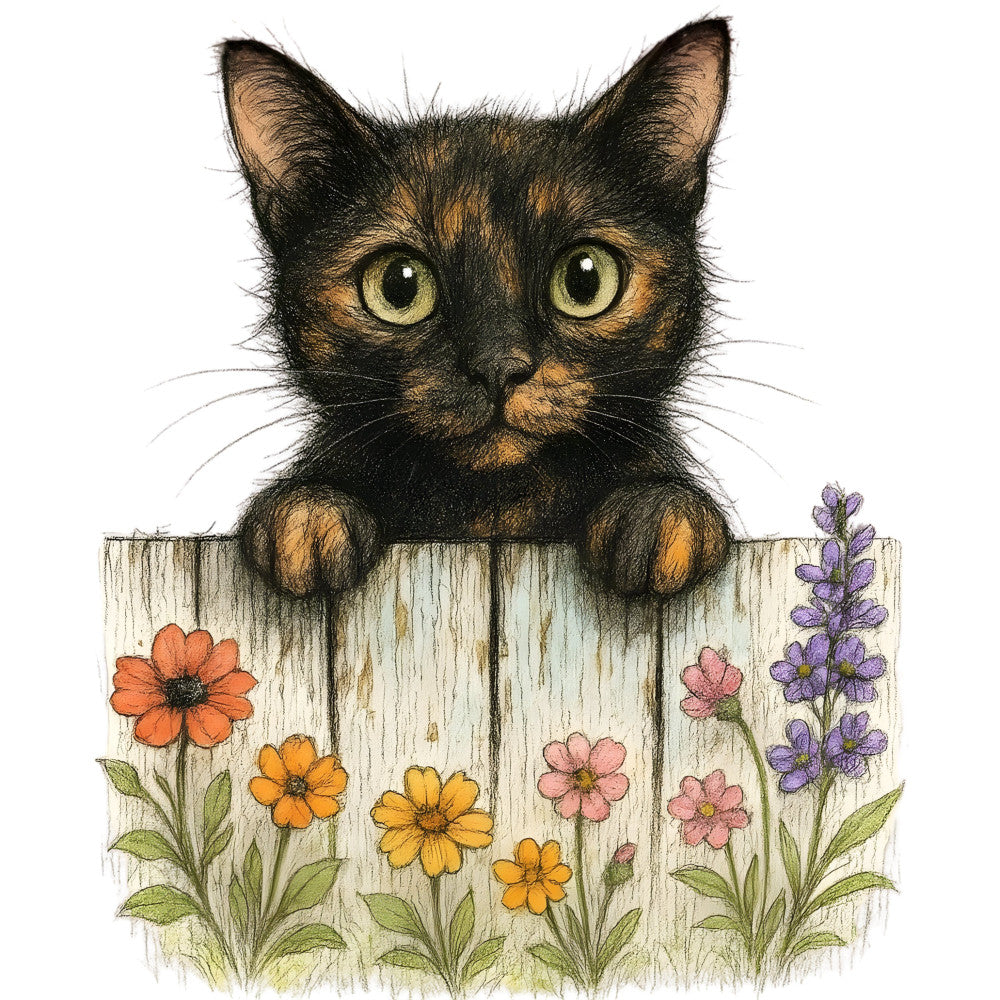 Kittens Peeking Over Fence Fabric Panel 4