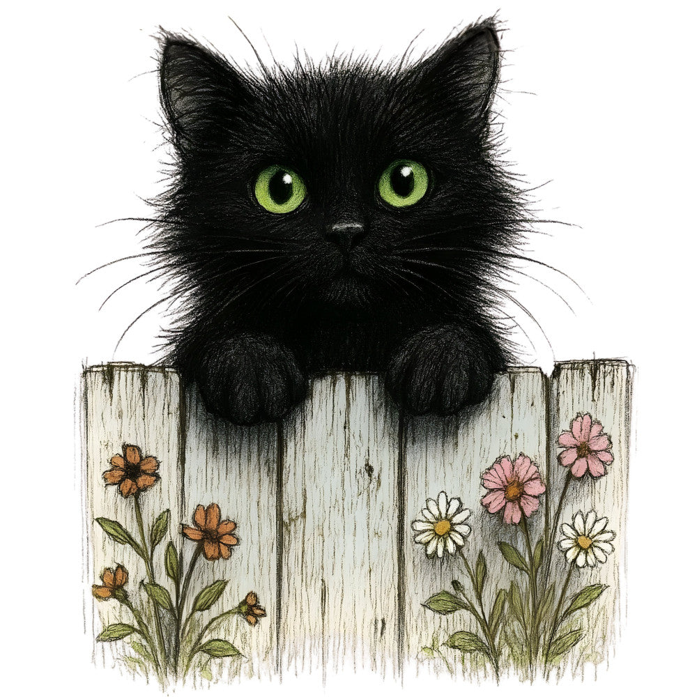 Kittens Peeking Over Fence Fabric Panel 5