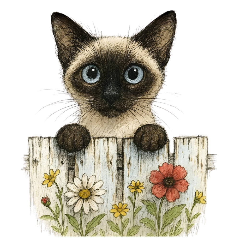 Kittens Peeking Over Fence Fabric Panel 6