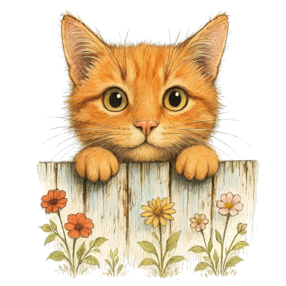 Kittens Peeking Over Fence Fabric Panel 7