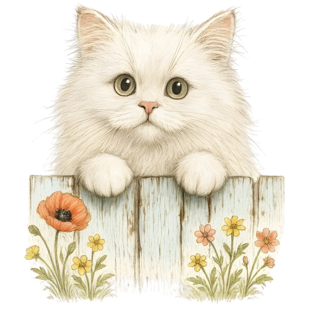 Kittens Peeking Over Fence Fabric Panel 8