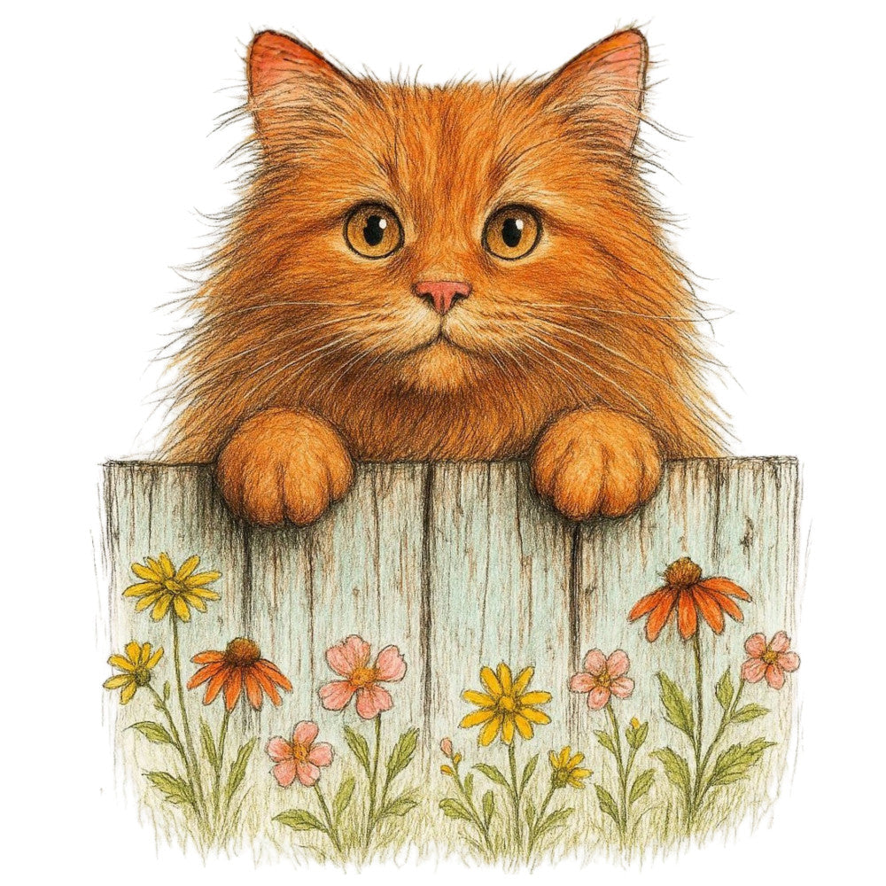 Kittens Peeking Over Fence Fabric Panel 9