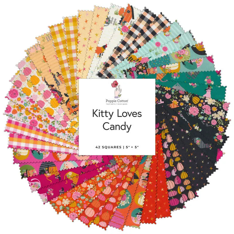 Kitty Loves Candy Poppie Cotton 5" Squares Poppie Cotton