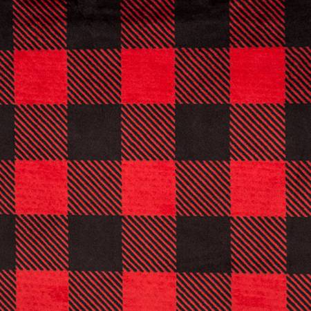 Shannon Fabrics Luxe Cuddle buffalo check scarlet black