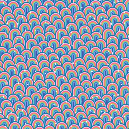 Lewis & Irene Over the Rainbow A578 2 quilting fabric — cheerful rainbow print
