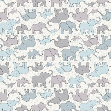 Lewis & Irene Special Delivery Elephants quilting fabric — sweet elephants