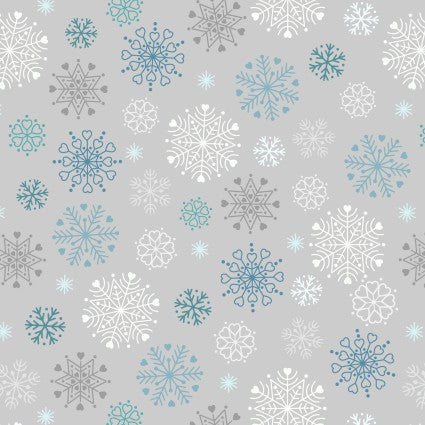 Lewis and Irene Snow Day gray snowflake cotton flannel fabric
