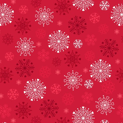 Lewis and Irene Snow Day red snowflake cotton flannel fabric