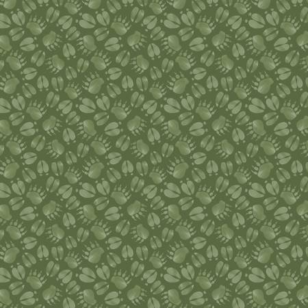 P&B Textiles Lodge Life Tonal Pawprints quilting fabric in Green