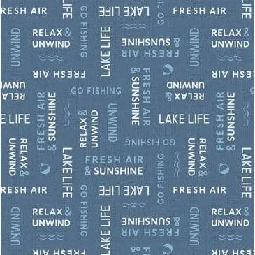 Lake Retreat - Word Toss - Blue 44" / 45" Fabric Per Yard The Fabric Company