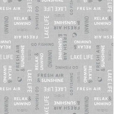 Lake Retreat - Word Toss - Gray 44" / 45" Fabric Per Yard The Fabric Company