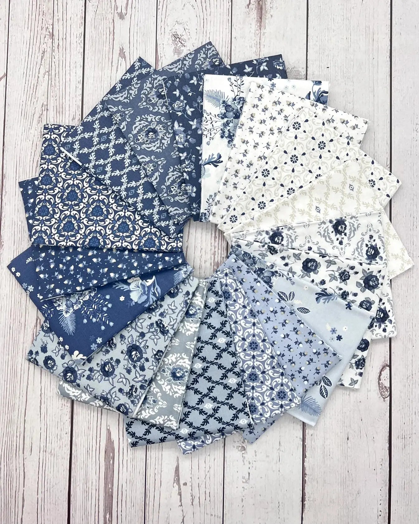 Lakeland Blues - 2 1/2" Strips 42 Prints Poppie Cotton