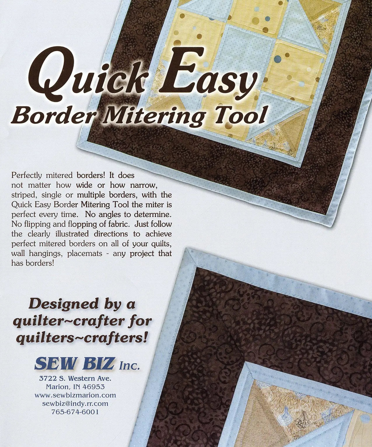 Large Quick Easy Border Mitering Tool 1pc - Linda's Electric Quilters