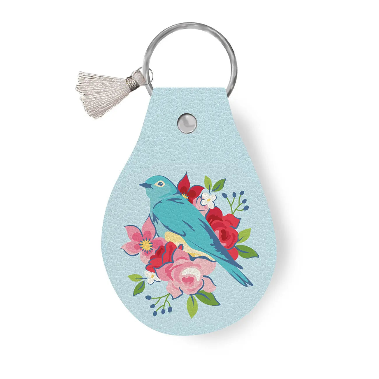Leather Circle Key Chain Bluebird - Linda's Electric Quilters